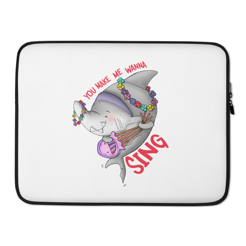 Deep Blue "You Make Me Wanna Sing" White Laptop Sleeve